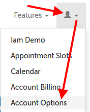 Account Options in profile menu
