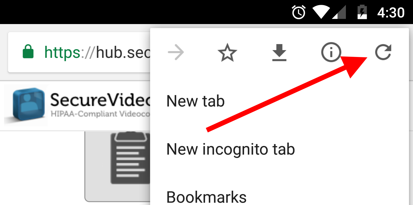 Reload icon in Android Chrome